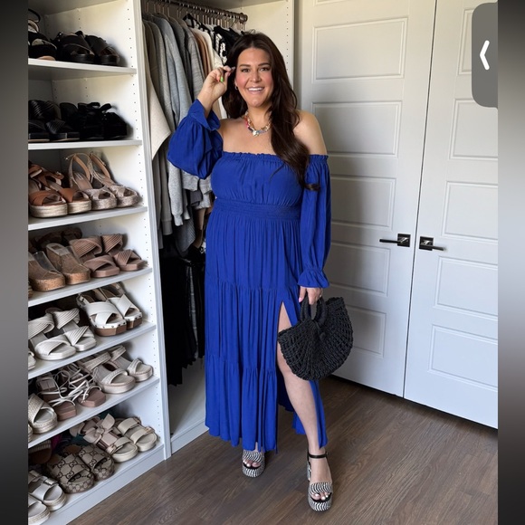Zesica Dresses & Skirts - ZESICA Off Shoulder Smocked Flowy A Line Maxi Dress